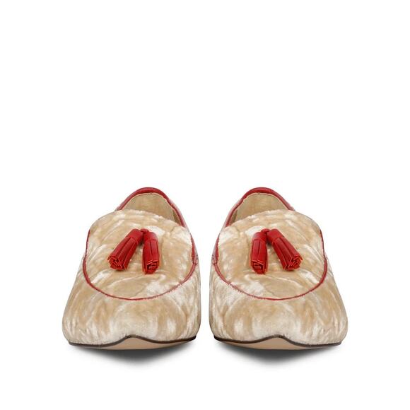 Saint G Saint Simona Cipra Velvet Tassel Moccasins Loafers in "Beige" Sz 7 - Picture 3 of 14